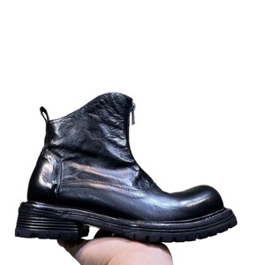 2026 Washed Horsehide Chelsea <b>Boots</b> - Casual Mid-Calf <b>Boots</b> - European Men's Mendoza Mid-Height Zipper Thick-Topped Mardi <b>Boots</b> - Product Image 5