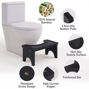 Taburete de inodoro negro JQ, taburete de caca de madera de bambú Natural para <span class=keywords><strong>adultos</strong></span> y niños - Product Image 4