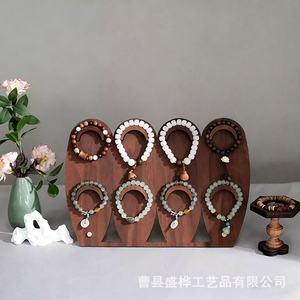 Présentoir à bijoux en bois pour colliers et bracelets, organisateur de bureau avec 4 crochets et découpes triangulaires pour accessoires de photographie - Product Image 3