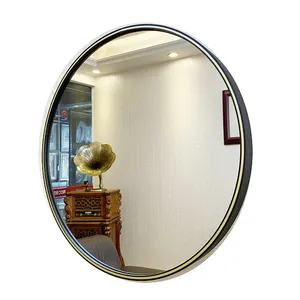 Groothandel Thuis Decoratieve Ronde Vorm 50 60 70 80 90 100Cm Zwarte Goud Zilveren Frame Spiegel Voor Muur
