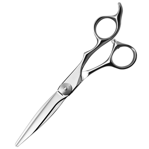 Ciseaux de coiffure professionnels en acier inoxydable pour droitiers, finition argentée, manche pivotant, pour coupes droites - Product Image 1