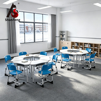 Ensemble de chaise et bureau d'étude hexagonaux modernes pour enfants, réglables en hauteur, ergonomiques, pour la maison, le bureau et le salon