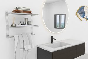 Khăn Kệ Cho Phòng Tắm Treo Tường 3-Tier Phong Cách Khách Sạn Khăn <span class=keywords><strong>Rack</strong></span> Với Khăn Thanh Chải <span class=keywords><strong>Nickel</strong></span> Cho Phòng Tắm Nhà Tắm 16 Inch - Product Image 5