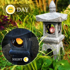Linternas de piedra de jardín japonés, luz Solar, lámpara de Pagoda de templo, estatua de Buda para exteriores, escultura de Pagoda - Product Image 4