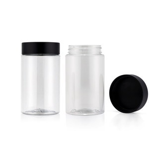 Smell proof 2 3 4 5 6 oz big empty clear round hemp child proof packaging plastic pet child resistant jar with lids