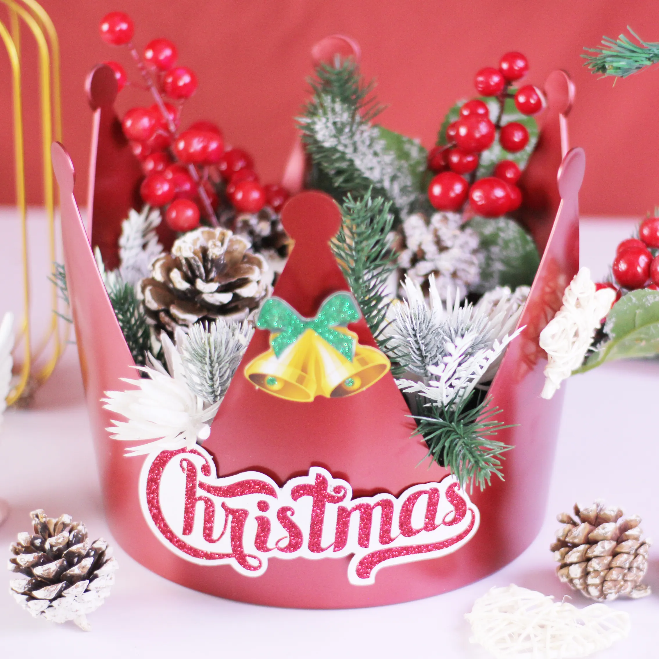 크리스마스 왕관 선물 상자 방수 선물 상자 크리스마스 장미 꽃다발 꽃꽂이 포장 상자