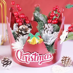 Christmas Crown Gift Box Waterproof Gift Box Xmas Rose Bouquet Flower Arrangement Packaging Box