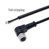 Connecteur M12 blindé étanche avec câble moulé noir, production sur mesure, pièces industrielles