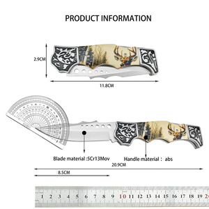 Cuchillo Plegable Industrial para Exteriores Sika Deer, Hoja de Acero Inoxidable 3Cr13, 8.5 cm, Punta de Lanza, Mango de Aleación de Aluminio, para Camping y Pesca - Product Image 3
