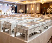 FULAIXIN Nouveau Réchaud de Buffet Hydraulique en Acier Inoxydable pour Restaurant, Hôtel, Mariage, avec Chauffage au Carburant et Maintien au Chaud Automatique à Température Contrôlée, 9L