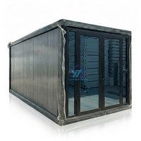 Maison conteneur pliable de luxe de 20 pieds, préfabriquée, mobile, pour café ou fleuriste, avec murs-rideaux en verre