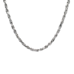 Bold Heavy Duty Braided White Pt950 Fine Thick <b>Rope</b> <b>Chain</b> Necklace Unisex Minimalist Platinum Jewelry Gift - Product Image 1