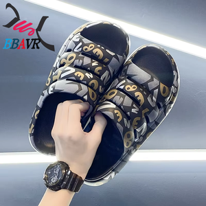 Best Selling Plus Size Men's Casual Outdoor <b>Slippers</b> Trendy Thick Bottom Lightweight Anti-Slippery Spring/Summer for Slow Walk - Product Image 1