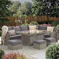 Audu Ensemble de meubles de patio avec table de foyer au gaz Couvercle en maille pour chauffage au propane carré pour pierre de lave-pour cour parc