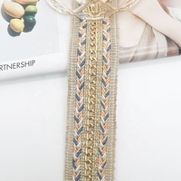 Vente Flash : Broderie Décorative Faite Main de Luxe Traditionnelle en Polyester Tricoté avec Paillettes Métalliques Or et Argent