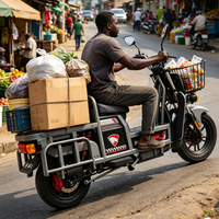 Moto cargo électrique commerciale à deux roues avec système antivol, batterie lithium 60V/72V, robuste