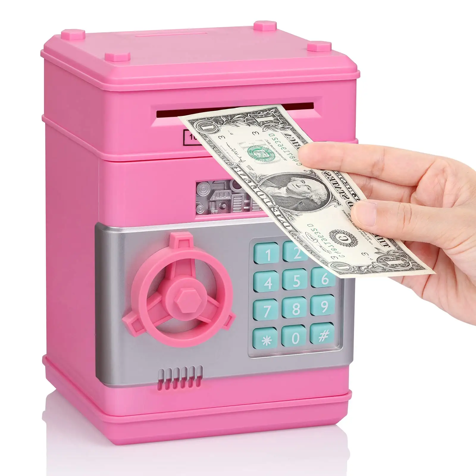 Auto-rolling money password safe mini creative painted ATM piggy bank children's electronic piggy bank toy