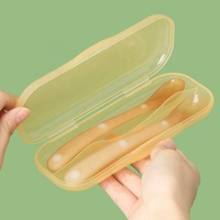 Boîte à couverts pour tout-petits SUNSHING en PP de qualité alimentaire, double compartiment, étui à couverts pour enfants, boîte à cuillères en plastique pour bébé, ensembles de couverts