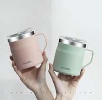 Tasse à café à double paroi de 450 ml/15 oz en acier inoxydable résistant à la chaleur avec couvercle en option