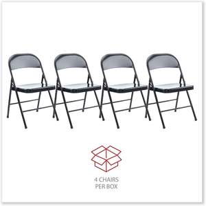 Silla Plegable Alera de Diseño Contemporáneo, Acolchada de PU, Soportes Metálicos, Soporta hasta 250 Libras, Asiento, Respaldo y Base Negros, Uso en Exteriores, Paquete de 4/Caja - Product Image 2