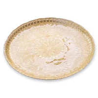 Assiettes de présentation élégantes en verre écologique, gravées et électroplaquées argent/or, design moderne pour mariage et décoration intérieure, vente en gros