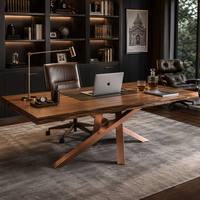 Table de salle à manger de cuisine avec plateau en bois rectangulaire et base à pieds croisés, style moderne pour usage domestique