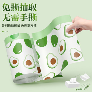 Avocado Print Drawstring Trash Bags Xl Thickened <b>Automatic</b> Closure For Dormitories And Students - Product Image 1