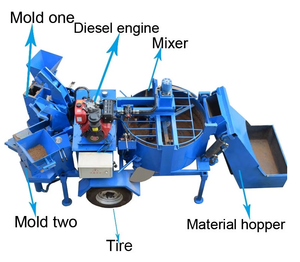 Macchina Mobile per fabbricare mattoni WT2-20M doppia pressa semiautomatica idraulica Diesel argilla fango terreno macchine per la fabbricazione di mattoni - Product Image 2