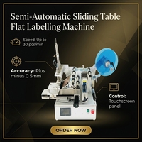 Machine d'étiquetage semi-automatique à glissière pour bouteilles carrées et boîtes, étiqueteuse double face