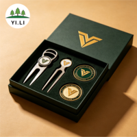 Outil de réparation de divots de golf en alliage de zinc au design unique, ensemble de marqueurs de balle magnétiques, accessoires de golf personnalisés avec logo, coffret cadeau pour les amateurs de golf