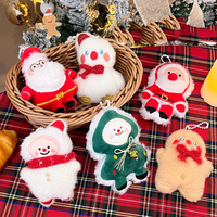 Vente en gros de porte-clés de Noël en peluche pour cadeaux de fête Mignon Noël Père Noël Bonhomme de neige Cerf Ours Peluche Porte-clés Chaîne Ornements de festival