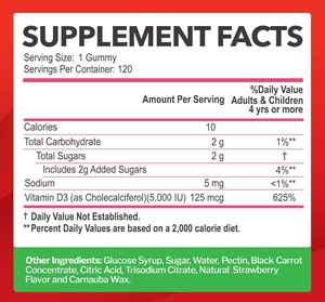Gomitas de Vitamina D3 Veganas OEM ODM, Suplementos Multivitamínicos para Huesos y Músculos Saludables, Suplementos Herbales, Gomitas de Vitamina D3 - Product Image 5