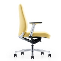 Chaise de bureau exécutive moderne en cuir, base en aluminium à cinq étoiles, garantie de 5 ans - Chaise professionnelle pour conférence/réception de visiteurs
