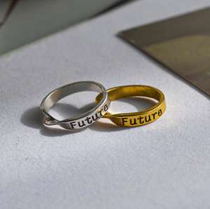 Bandas torcidas de acero inoxidable inspiradoras clásicas Keep <span class=keywords><strong>Going</strong></span> Ring Mujeres Hombres Niños Forma ovalada Declaración Piezas de joyería Fiestas - Product Image 4