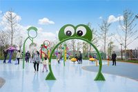 Arches brumeuses Splash Pad eau jouet pour équipement de parc aquatique pour la maison ou la mer Durable fibre de verre et métal arc-en-ciel pulvérisateur Base en acier