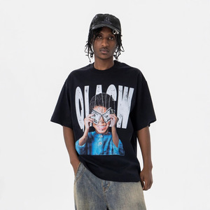 T-Shirt Estive di Alta Qualità Nuova Tendenza a Maniche Corte per Uomo e Donna 260 Grammi Stile Retrò Hip-Hop <span class=keywords><strong>Rap</strong></span> con Stampa Personalizzabile - Product Image 4