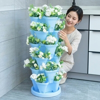 Jardinière verticale à fraises empilable, pot de fleurs en plastique multicouche, tour hydroponique, jardinière décorative pour la maison