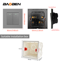 BAOBEN - Enchufe de Pared para PC, Color Gris, Enchufe Schuko Europeo y Enchufe Universal Multifunción con Puerto USB Tipo C para el Hogar y Hoteles