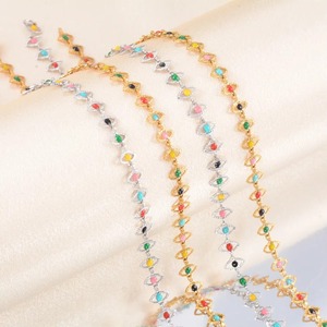 Collier, bracelets et ras-de-cou unisexes en acier inoxydable émaillé avec chaîne à motifs oculaires colorés - Product Image 4