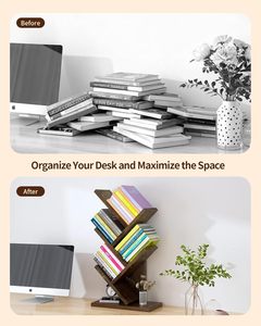 Bureau et étagère à livres modernes avec éclairage LED pour salon, en MDF, taille et couleur personnalisables - Product Image 4