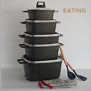 Pentole antiaderenti in alluminio pressofuso 16 pezzi Set di pentole da cucina di grandi dimensioni Set di pentole a induzione in <span class=keywords><strong>granito</strong></span> - Product Image 2