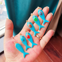 Collar con Colgante de Pez Esmaltado Multicolor de Moda, Chapado en Oro Real de 18K con Zirconia, Joyería para Vacaciones de Verano en la Playa K91