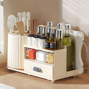 Cubo de Plástico Extraíble con Rotación para <span class=keywords><strong>Cocina</strong></span>, Soporte para Cuchillos, Cajón Organizador, Estante para Botellas de Especias, Cuchara, Almacenamiento - Product Image 4