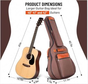 Échantillon Gratuit : Housse de Guitare 6 Poches en Tissu Oxford Imperméable avec Rembourrage Épais en Mousse de 0,5 Pouce pour Guitare Acoustique et Classique - Product Image 6
