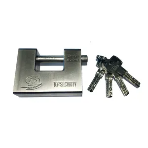 Guard Against Theft Steel Rectangular Padlock with Brass Cylinder Chrome Vanadium Surface