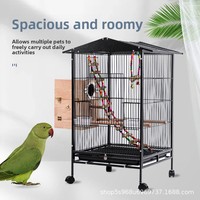 Cage à oiseaux personnalisable en métal résistant à la rouille, grande cage à 4 roues pour perroquets, canaris, ara, perruches, villa pour oiseaux de compagnie