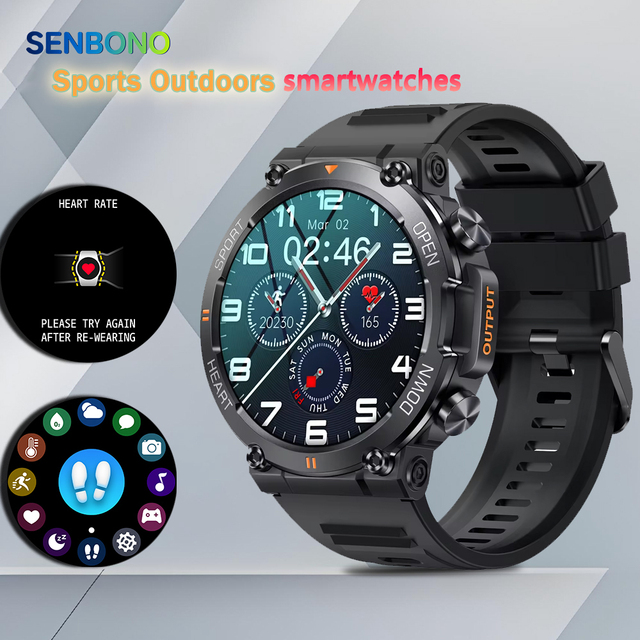 SENBONO K56pro Men's Smartwatch 1.39" Wireless Calling IP68 Heart Rate Monitoring Fitness Tracker Round Outdoor Smart Watch