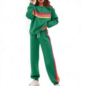 Ensemble de sweat-shirt décontracté pour femmes, col rond, couleur unie, taille élastique, tailles SMLXLXXL, vêtements décontractés, transfrontalier Europe-Amérique - Product Image 2