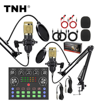 Kit TNH BM800 en promotion avec deux microphones à condensateur, carte son et support de suspension pour podcast et streaming en direct