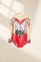 Justaucorps de gymnastique artistique pour femmes YIZHIJIAN, corset serré pour femmes, robe de danse de compétition en spandex rouge